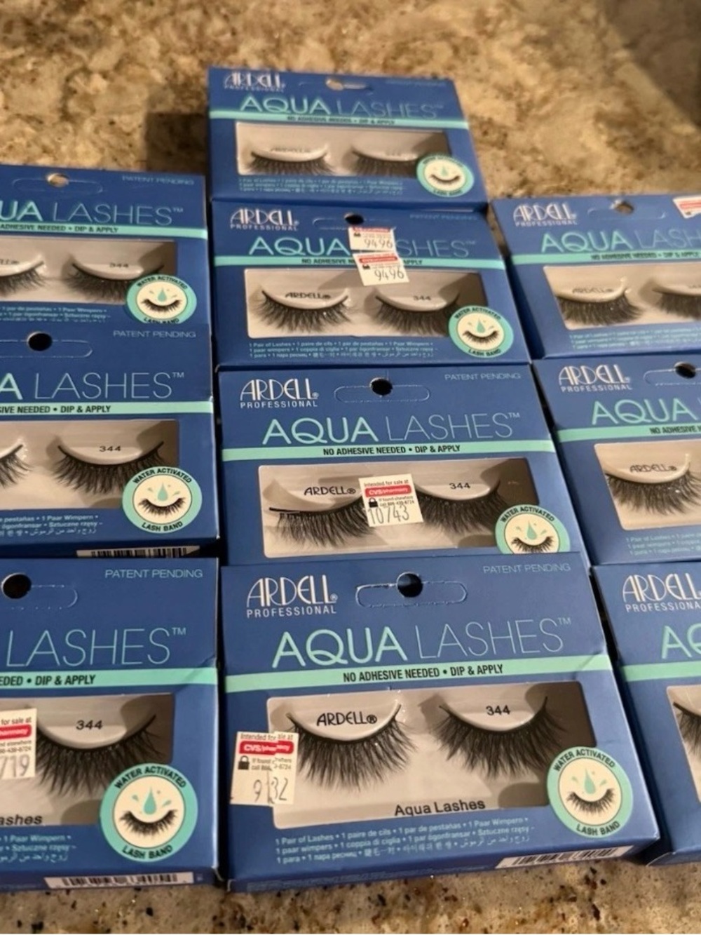 Ardell Professional Aqua False Lashes 344 Black No Adhesive Needed (LOT OF 10)